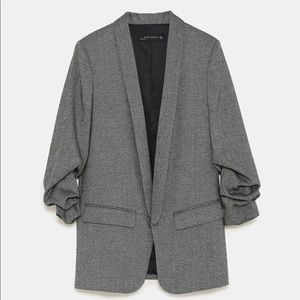 Zara gray blazer with pleated sleeves